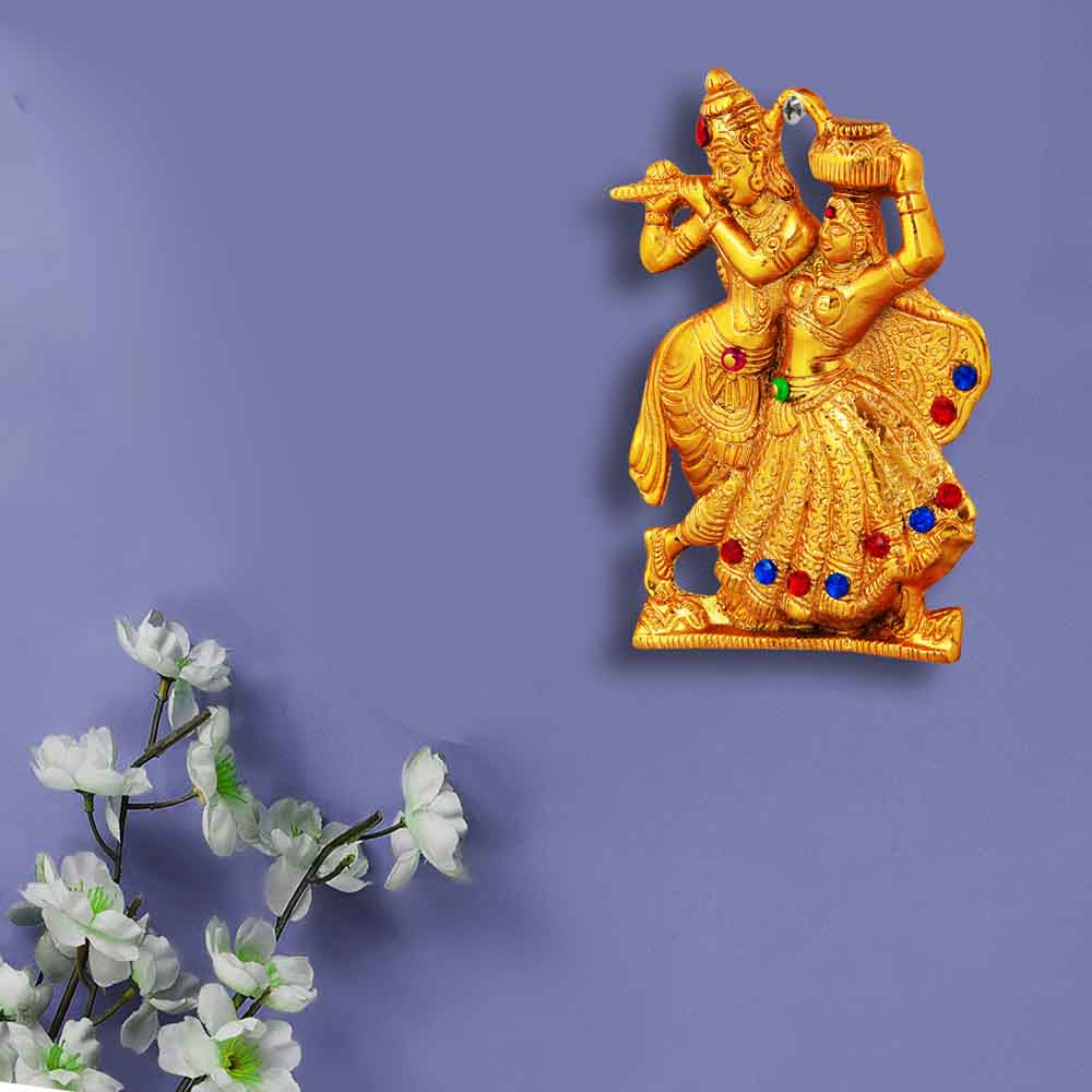 Buy Lord Radha Krishna Wall Hanging Online Call 8884243583 Golden